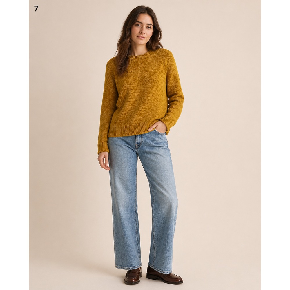 J. Crew Waffle Knit Sweater‎ Womens Small Marigold Yellow Cotton Mediumweight